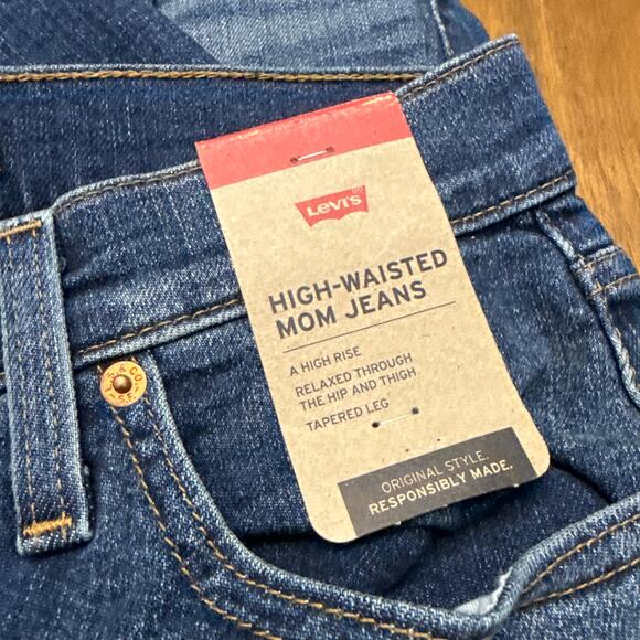 Levis Jeans Womens 29 x 29 Mom High Waisted Rise Blue Stretch Tapered New - Picture 3 of 10